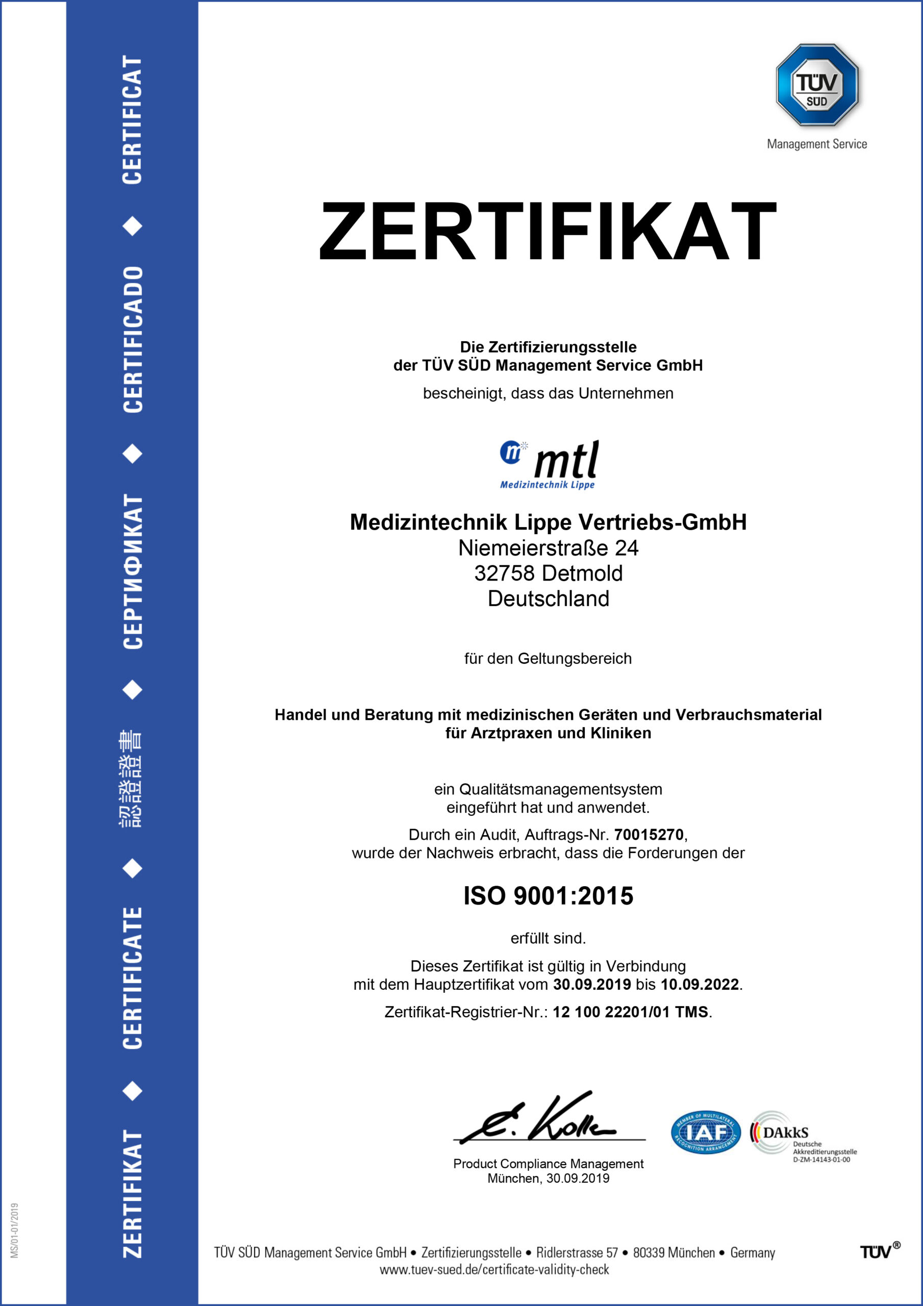 Zertifikat MTL