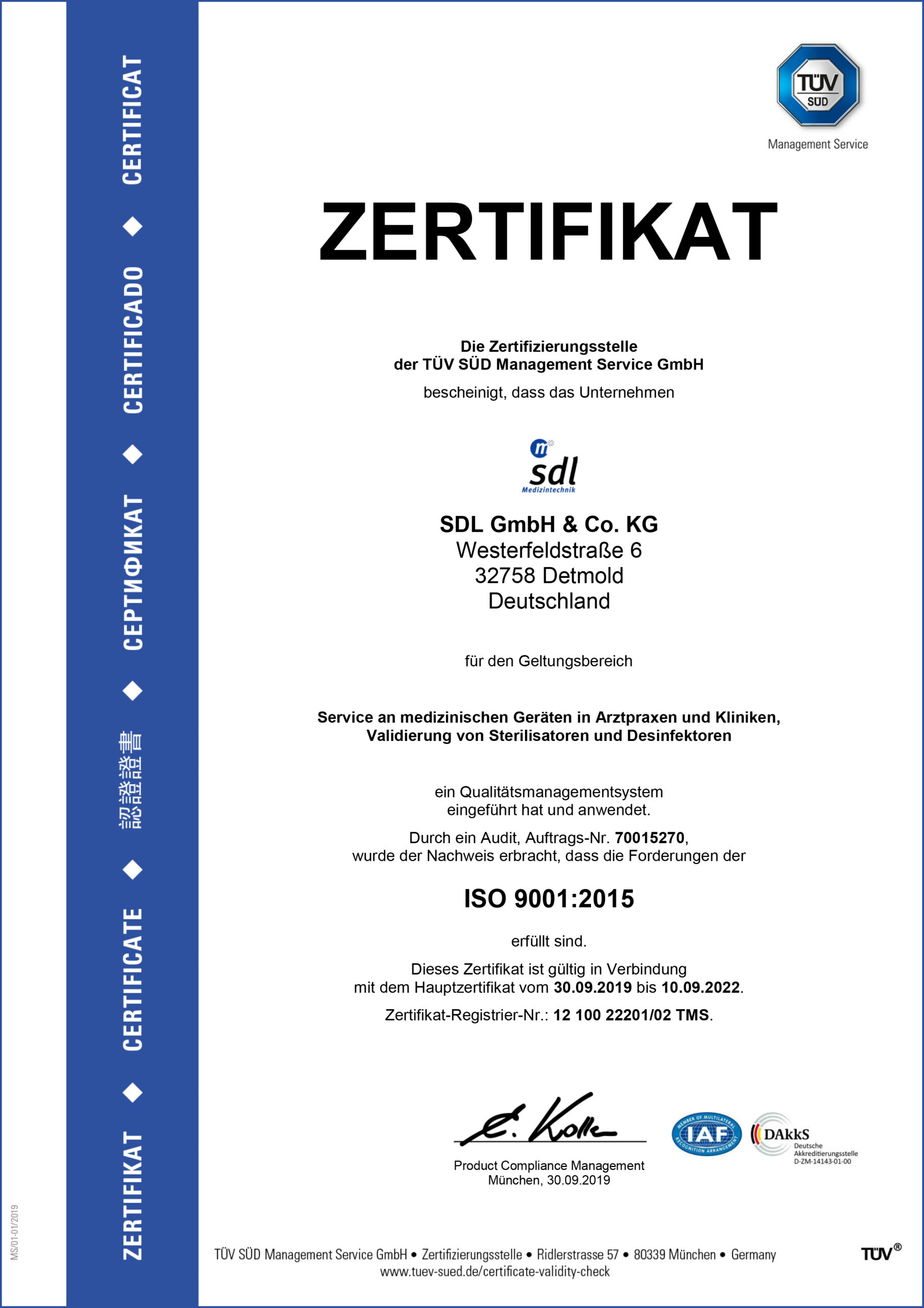 Zertifikat SDL