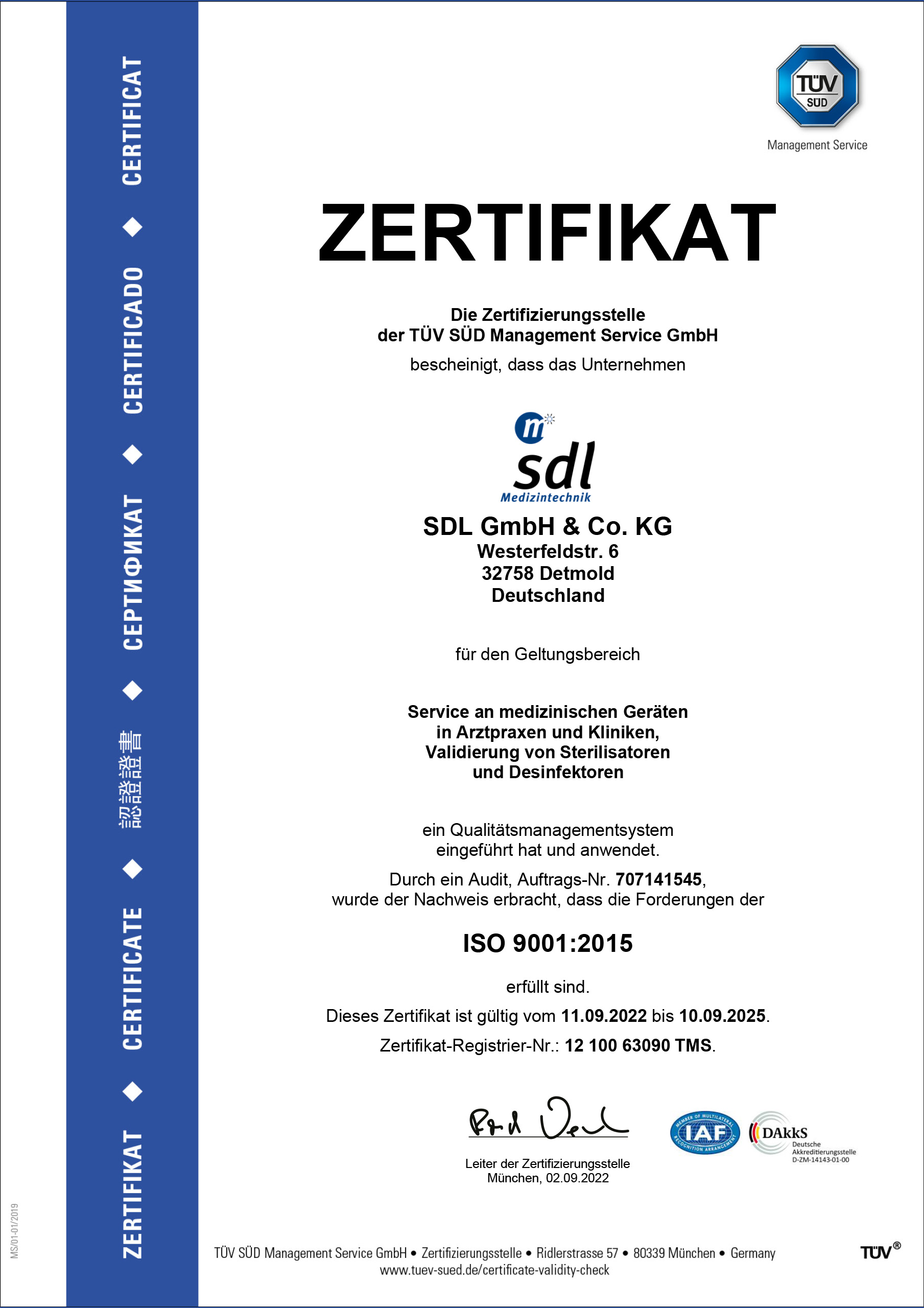 Zertifikat SDL