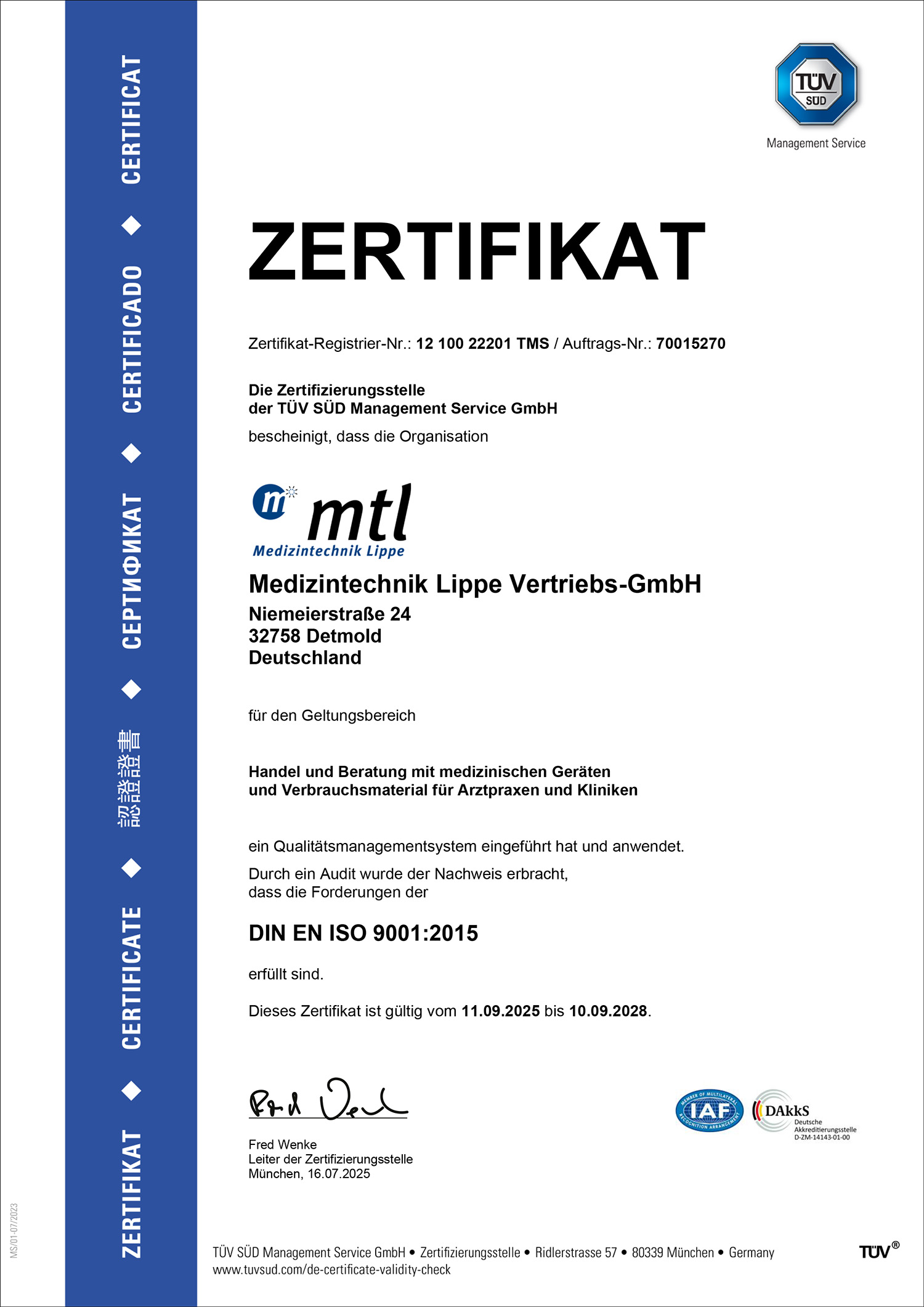 Zertifikat MTL